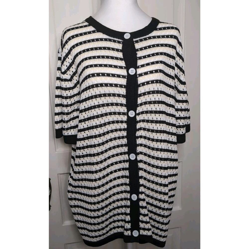 Crochet Swimsuit Cover-up Summer Beach Knit Striped Women's L/XL(1180)